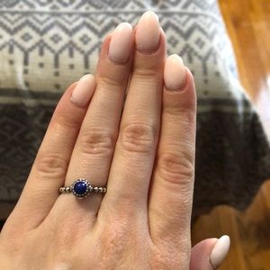 Pandora September birthstone ring with sterling silver beaded band size 5